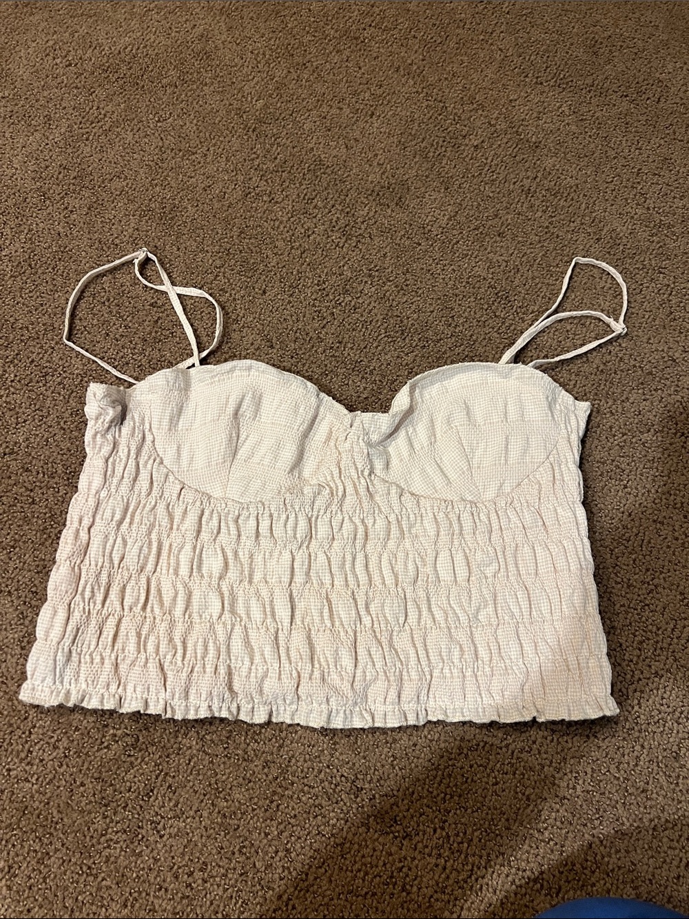 Zara XL bustier top tan white gingham tank